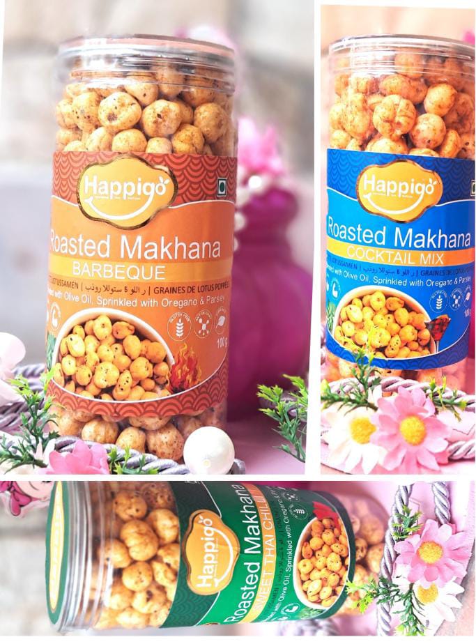 HappiGo Roasted Flavored Makhana Combo Pack of 3 Different Flavors ...